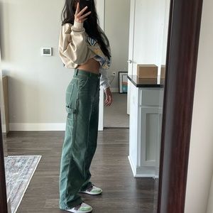 Pull and bear green cargo pants